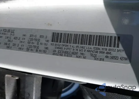 2020 Ram Promaster 1500 High Roof 136 Wb z USA, uszkodzony, nr VIN 3C6TRVBG6LE106207